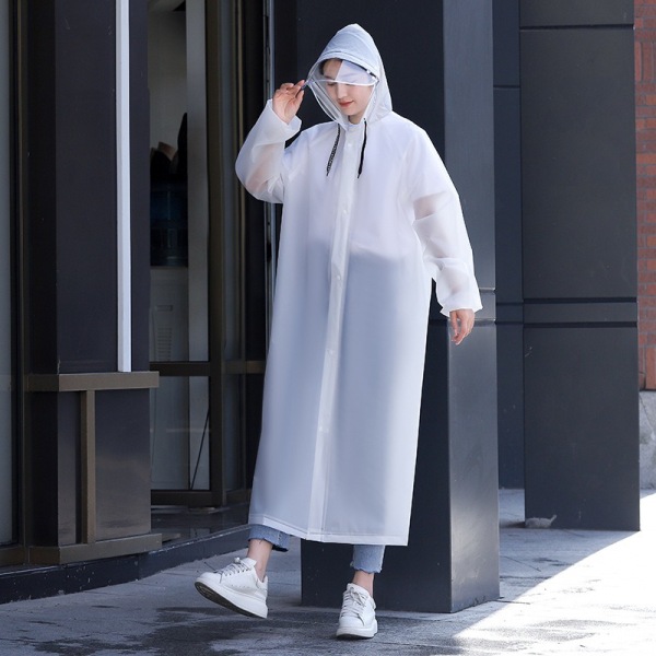 EVA Regnrock Vattentät Regnponcho Återanvändbar Unisex Män Kvinnor Lång Klar Regnkläder (vit)