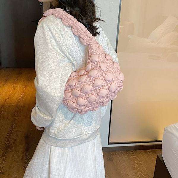 Rosa moln bubbla armhåla veckad axel enkel clutch väska för resor