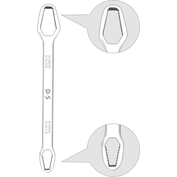 8-22 mm vändbar spärrnyckel, förskjuten ringnyckel för olika storlekar av skruvar och muttrar (silver)