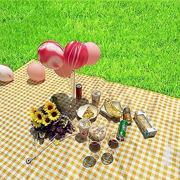 Foldable Picnic Blankets,grid Extra Large 7887 Inch Waterproof Picnic Mat For Hiking,outdoor Party,picnic,campingYellow