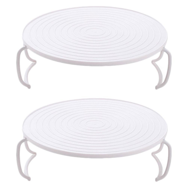 2 stk. Runde Mikrobølgeovn Stativ Lagdelt Dampbakke Køkken Tilbehør Hvid 23,5X23,5CM White 23.5X23.5CM