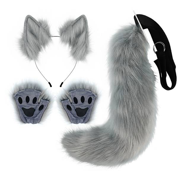 Rævøre-Hårbånd Dyr Halen Halloween Sæt Dyr Pote Simulation Plys Dyr Øre cos tilbehør