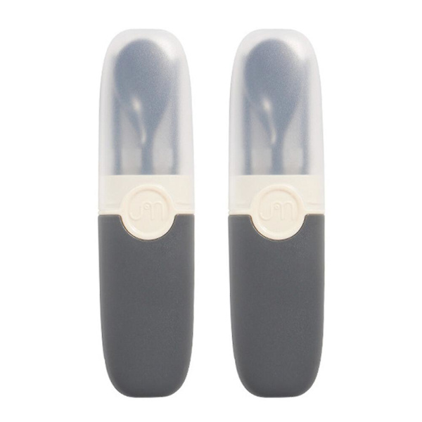 2 sett med bærbare bestikk Pinner Gaffel Skjeer Holdbare Enkle Gave Bestikk Med Eske For Utendørs (Mørk Grå Pp Materiale)Mørk Grå20x5.5cm Dark Grey 20x5.5cm