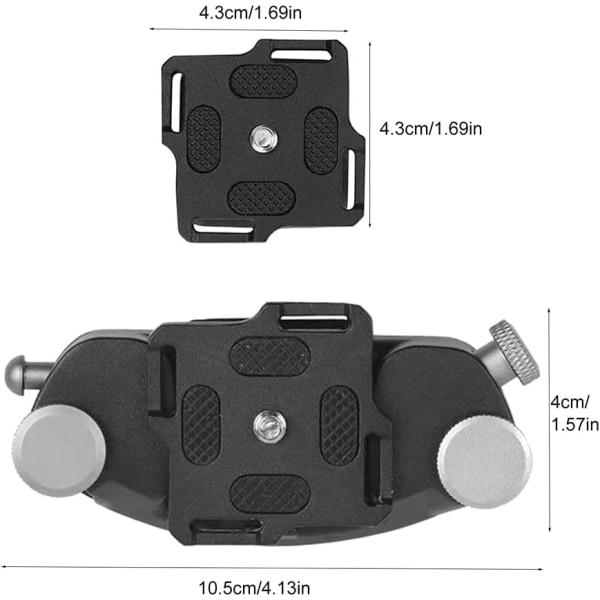 Kameraklemme, kameraholder, kameraholder i aluminiumslegering med bælteclips med 1/4" skrue, til DSLR-kamera, rygsæk
