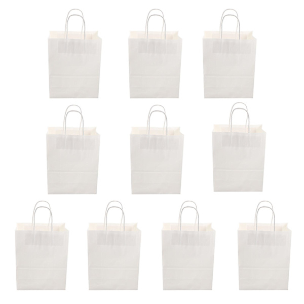 10 st Kraftpapperspåsar för matförpackning, handväska, take away (vit) Vit 36X21cm White 36X21cm