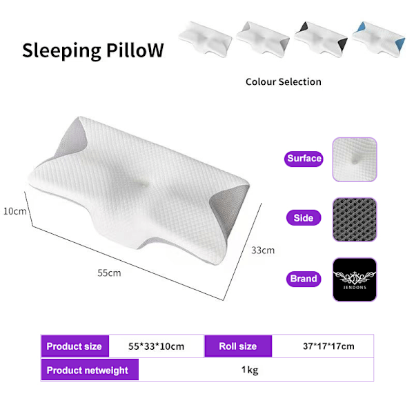 Justerbar Höjd Sovande Cervical Kudde Bekväm Ergonomisk Ortopedisk Långsam Återhämtning Nackskydd Memory Foam Sängkudde*ryy grey 55*33*10cm