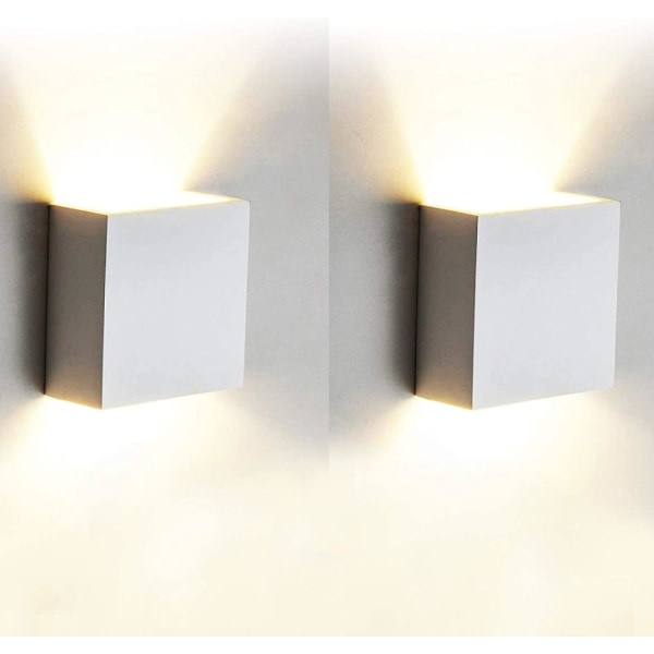 6W LED Moderne Vegglampe, 2 stk Aluminium LED Vegglampe Varmt Hvit 3000K Lysarmaturer For Stue, Soverom, Gang