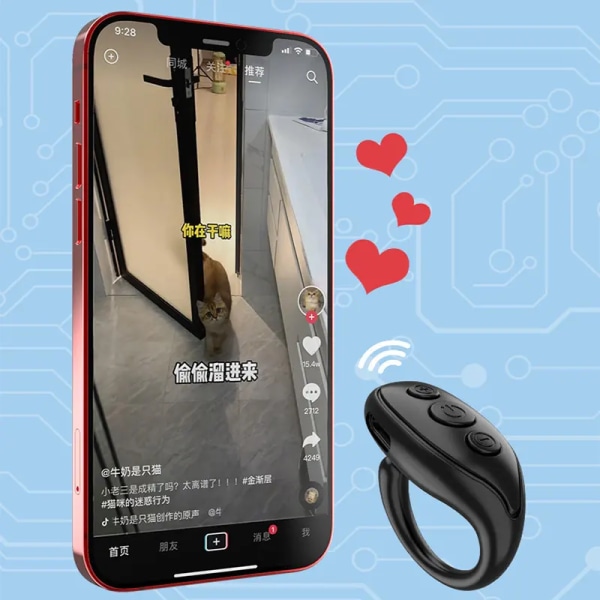 To styks Bluetooth-fjernbetjeningsapp Page Turner til iPhone iPad Android, Kameraudløser Selfie-fjernbetjening, Fashion Scrolling Ring