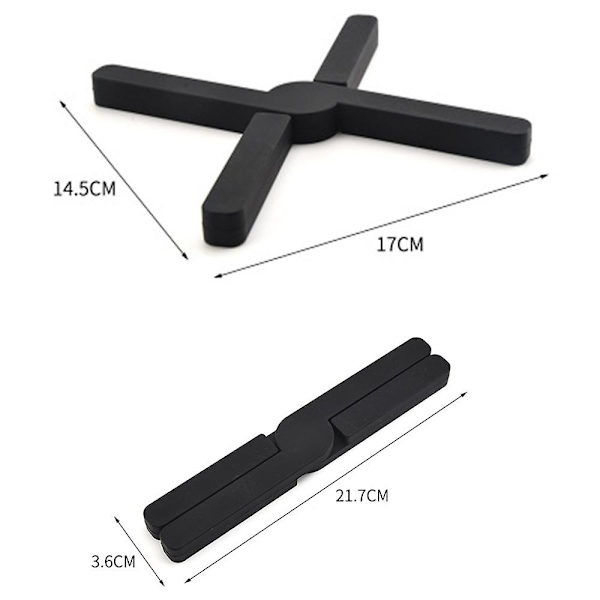 2 Stykker (sort + rød) Foldbar Silikon Underlag, Kan Foldes Sammen, Udvidbar, Let, Fleksibel, Holdbar, Anti-slip Grydelap, Kryds-design-pude