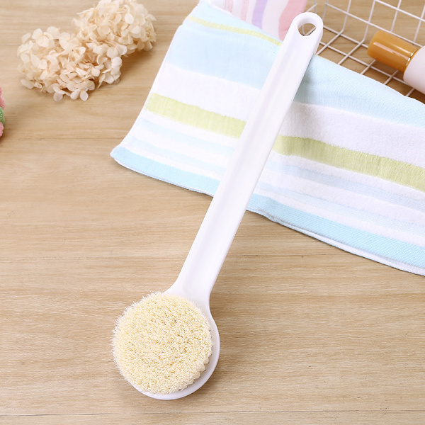 Ryggbørste for dusj Myk silikon dusj kroppsbørste med langt håndtak, BPA-fri, hypoallergen hvit