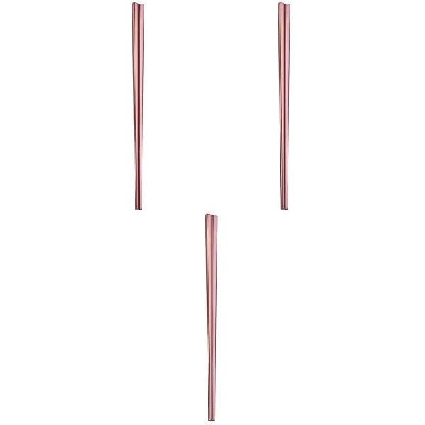 3 kpl Ruostumattomasta Teräksestä Valmistettuja Sähköpinnoitettuja Neliömäisiä Syömäpuikkoja, Uusiokäyttöisiä Metalli-Syömäpuikkoja 3pcs 1 Pair