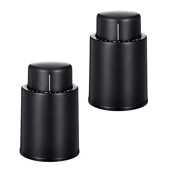 2 stk Vakuum Vinproppe Plastik Vinproppe Genanvendelige Friske Bevarere Flaskeproppe Flaskeforsegler Med Tidsskala (sort)Sort4.5*4.5*7cm Black 4.5*4.5*7cm