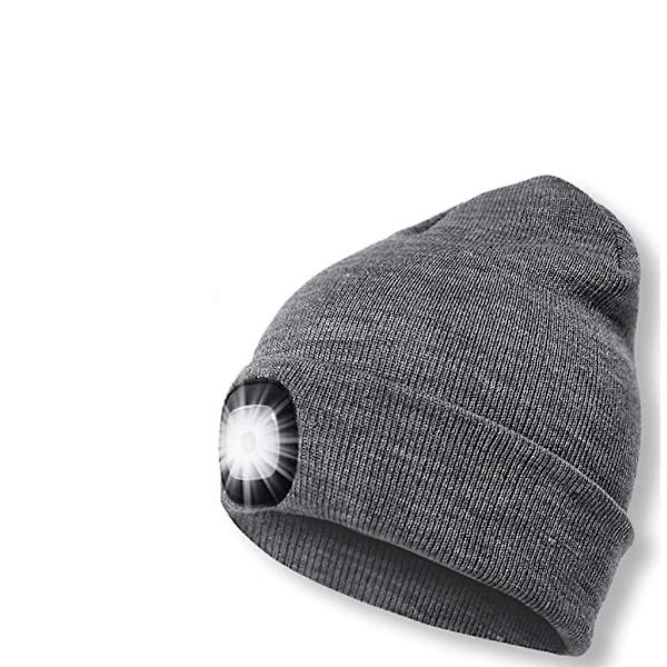 LED Beanie Hat med 3 Lysstyrke Niveauer Mænd Kvinder Lampe Hat USB Genopladelig Løbehat Vinter Varmer Hat
