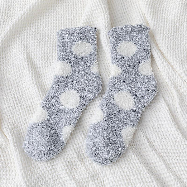 Fuzzy senge sokker til kvinder, vinter, fluffy, hyggelige sokker, hjemmesko sokker til damer, tykke, varme sove sokker, plysset polka dot sokker (4 par)