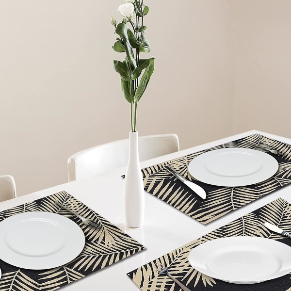 Flätade pvc bordstabletter Set med 4 bordstabletter Tvättbara Värmebeständiga halkfria bordsunderlägg för kök Restaurang Matbord