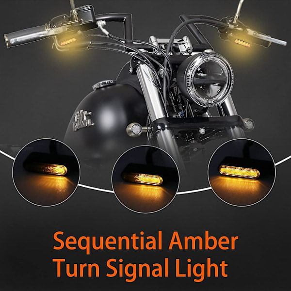 2 stk. sorte krom LED blinklys til motorcykel, sekventiel 12 V, universal, godkendte, mini blinklys i aluminium, gult lys, vandtæt_ryy