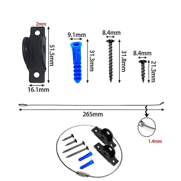 4-pack Möbelankare för barnsäkring Metall Barnsäkring Möbelband Säkerhetsväggankare Kit Säkert för Barn