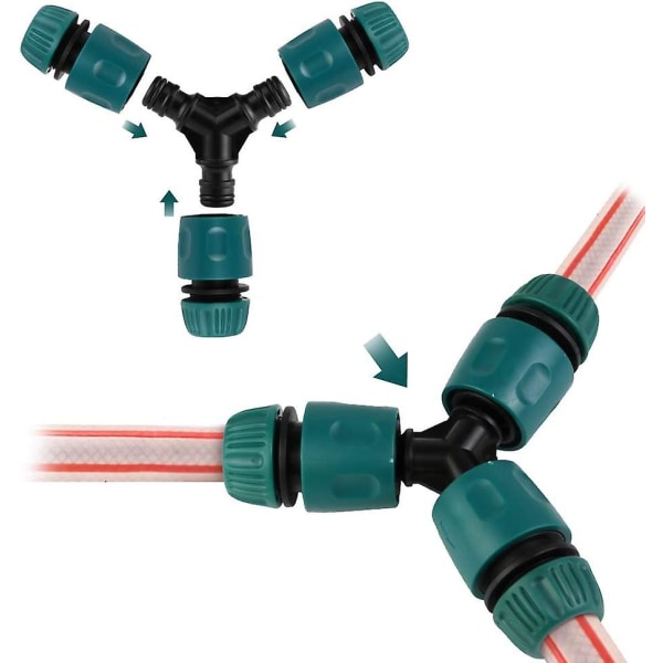 Plast Hurtigkoblinger For Hage Slange, 10 Pakk (6 Slange Hurtigkobling, 1 Dobbel Kobling, 2 Gjengede Kranadapter, 1x Y-Splitter), 6 Slangepakninger