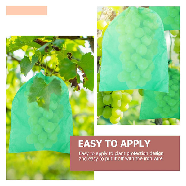 100 stk. Stof Vækstposer Drue Netposer Frugtbeskyttelsesnetposer Barriere Frugtposer Frugtplantepotter Grøn 20X30CM Green 20X30CM