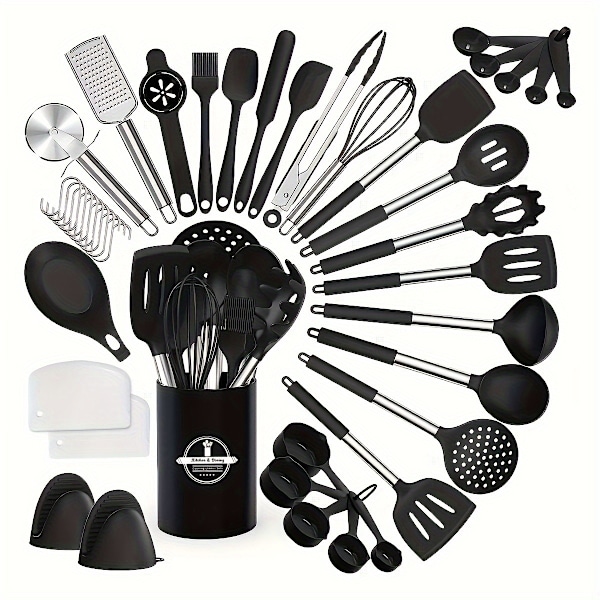 43-delars silikon köksredskapsset hemkök hög temperatur non-stick matlagningsverktyg lyxigt servis set köksredskap_xrzi Grey Standard
