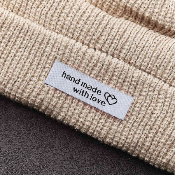 120 stk Stofetiketter Håndlavet etiket Foldemærker Hjertemønster Håndlavet etiket, kompatibel med strikkede hatte Bomuld