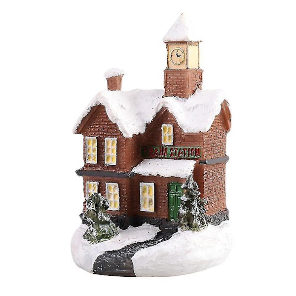 LED Lysende Mini Landsbyhus Scene Julepynt JulepyntB B