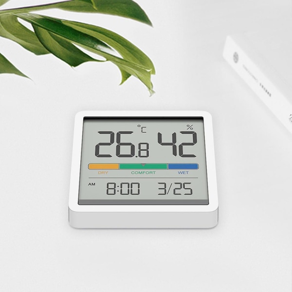Hygrometer Innendørs Termometer, Stasjonært Digitalt Termometer Med Temperatur- Og Fuktighetsmåler, Nøyaktig Fuktighetsmåler Romtermometer Med Klokken(