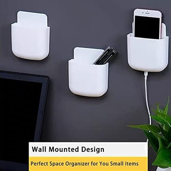 3-pak fjernbetjeningsholder Vægmonteringsholdere Hulfri telefonopladning Organizer Pen opbevaringsbeholdere til hjemmet (hvid)