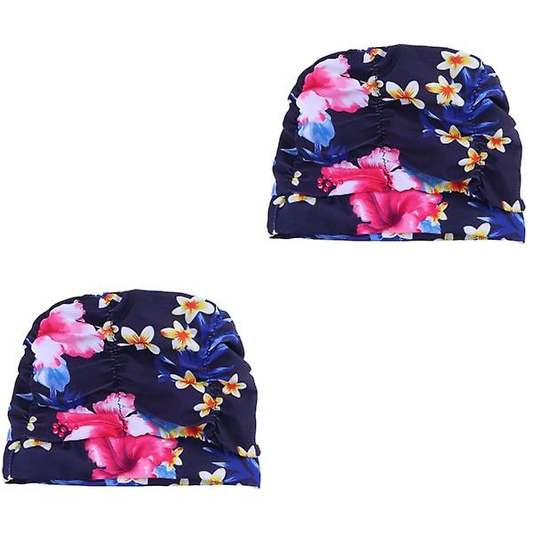 3-pack Dam Simning Vattentät Tryckt Blomma Plisserad Simning Ny Elastisk Öronduk Simning Öron Skydd 2pcs