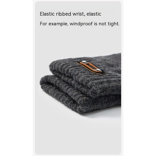 Vinterhandsker Touchscreen Dobbeltlags Elastisk Termisk Strikket Foring Varme Handsker til Koldt Vejr Gray large size touch screen Male/Young Student