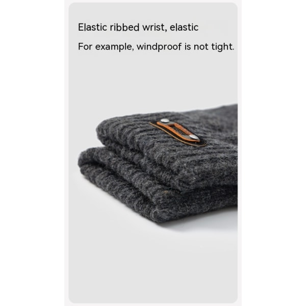 Vinterhandsker Touchscreen Dobbeltlags Elastisk Termisk Strikket Foring Varme Handsker til Koldt Vejr Navy blue large size touch screen Male/Young Student