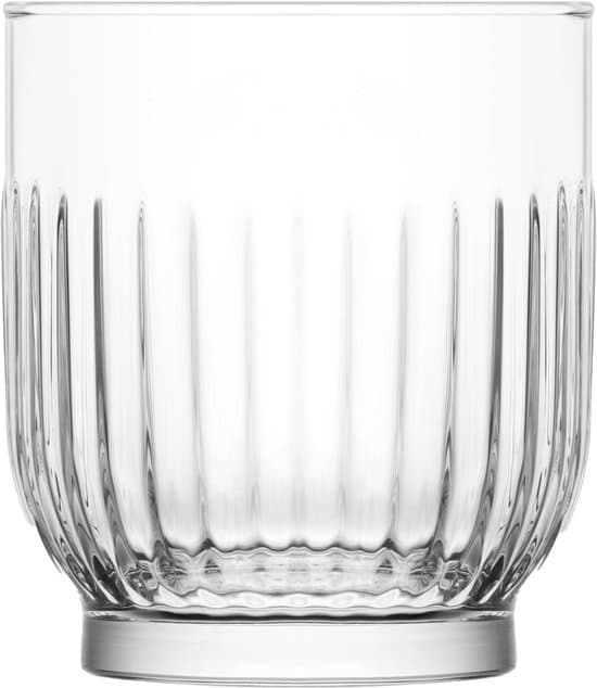 Mammoet Lily Vattenglas set om 6, 33 cl räfflade dricksglas, klara glas för vatten, cocktails, läsk, diskmaskinssäkra