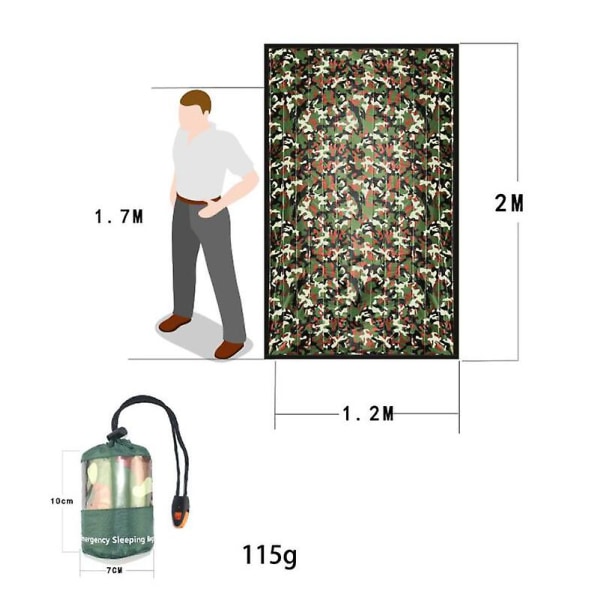 2-pak nødsovepose, vandtæt letvægts termisk overlevelsestæppe Bærbar nylonsæk til campingvandring udendørs