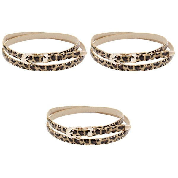 3-pack Damkläder Tunna Bälte Set Konstläder Tunna Midjebälte För Klänningar (Leopard)3-pack 3pcs