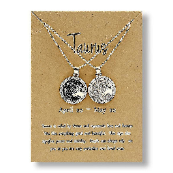 2 st/set Stjärntecken Mynt Kedja Hänge Halsband Födelsedag Par Smycken4 Taurus 4 Taurus