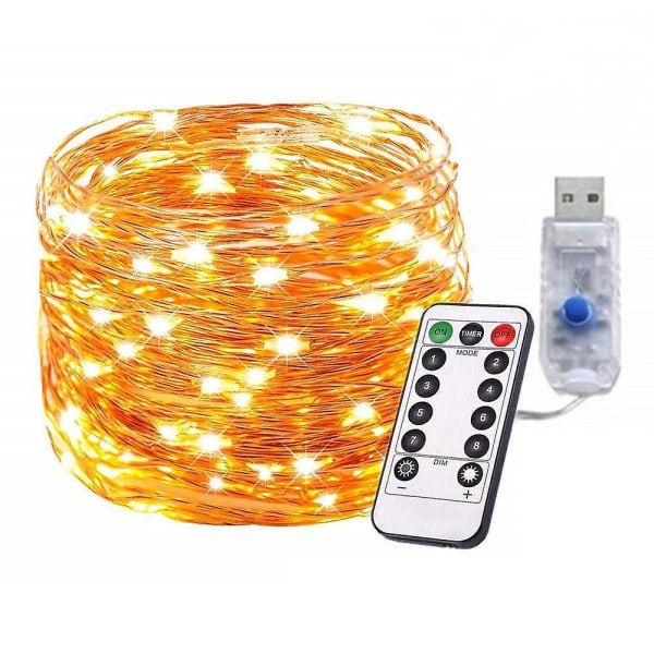 200 LED Lysstreng 20m Med Genopladeligt Batteri IP68 Vandafvisende 8 Tilstande Kobbertråd Indendørs/udendørs Med Fjernbetjening Og Timer, Feelygter Til Soveværelse