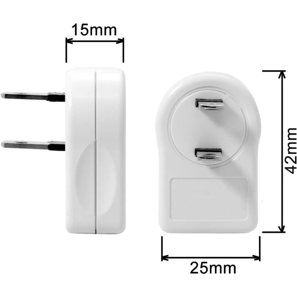 USA Strømuttak Adapter 1-15P 2-polet 2 Uttak 90° Venstre og Høyre Vinklet