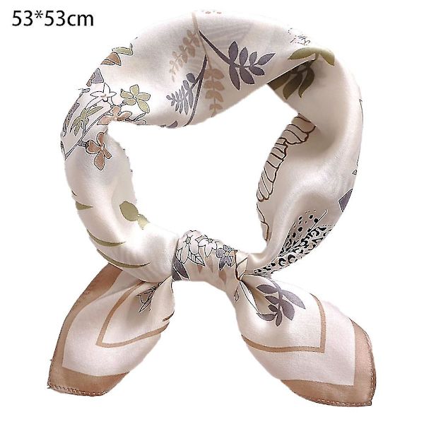 Sidenliknande Sjal Medium Storlek Kvadratisk Satin Sjal För Dam Små Blommor Ljus Kaffe Small floral light coffee