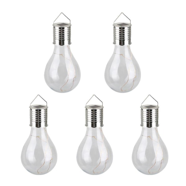 5 stk Solcellelys Pærer Utendørs Hage Henge Led Lyspære For Hjemmet Hage Sølv 15X7.5CM Silver 15X7.5CM