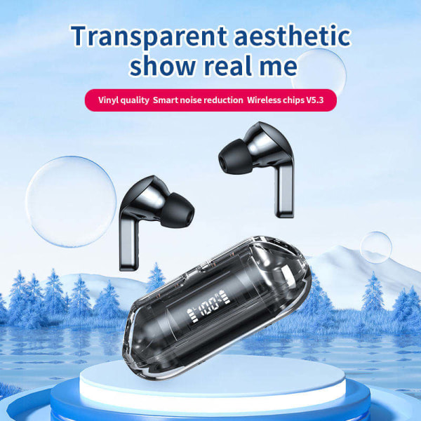 Transparenta Trådlösa Bluetooth 5.3 Hörlurar med Mikrofon och USB+PD Type-C Laddare 33W Ehuebsd för iPhone Samsung