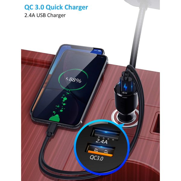 Bluetooth FM-lähetin auton sovittimeen, tukee langatonta handsfree-puhelua ja MP3-musiikkia/sovelluksen äänen toistoa, 1,8 tuuman värillinen näyttö, 3 USB-laturia