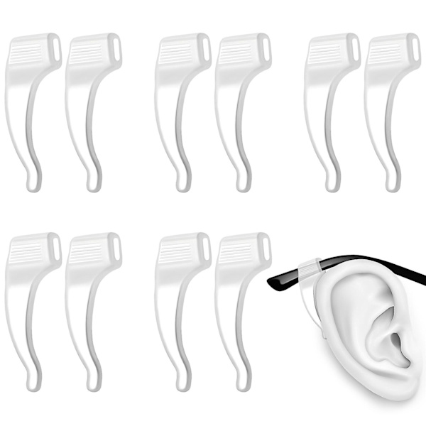20 Paria Silikonisia Lasienpidikkeet, Korvakoukut Laseille, Lasienpidike, Silmälasien Jalat 20 Pairs Transparent