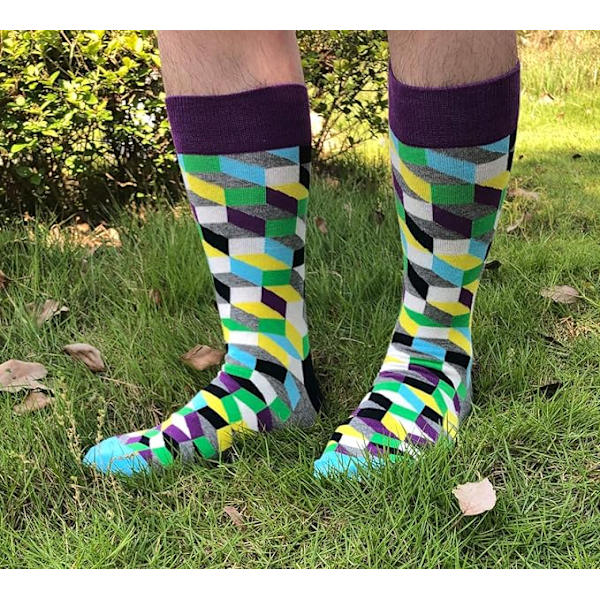 Herrar Dress Socks, Roliga Snygga Färgglada Casual Mönster Crew Socks