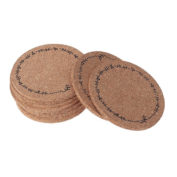 12 stk. 10 cm Kork Bordmåtte Varmebestandig Rund Underkop Til Kop Glas Servise - Blomst (s)12 stk 12 pcs