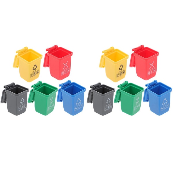 10 st Soptunnor Leksaksbilar Sopbil Rollspel Leksakssats Mini Soptunna Dockhus Avfallskorg Blandade Färger 4X3X2.5CM Assorted Color 4X3X2.5CM