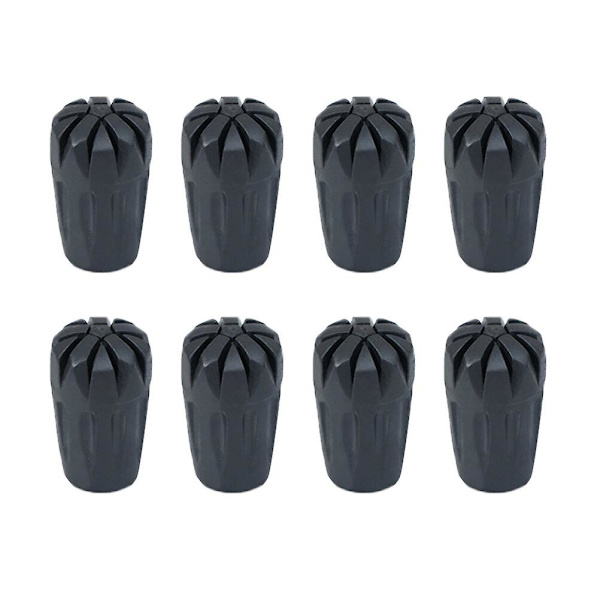 8 stk. Vandrestav Gummikappe Vandrestav Spidsbeskyttere Stikhoveddækning Sort 3,8X1,1X1,1CM Black 3.8X1.1X1.1CM