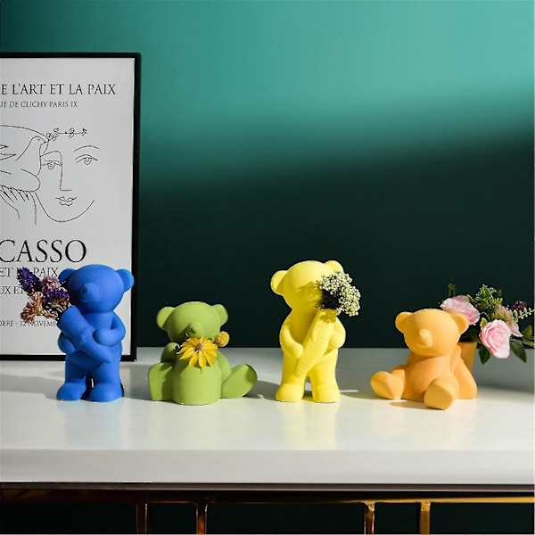 Multifunktionell Björnstati Matte Textur Keramik Nordisk Stil Björnblomvas Hushållsartiklar Blå Blue