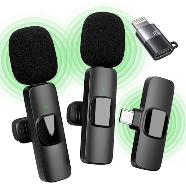 /Ryi/ Trådlös Lavalier Mikrofon för iPhone, iPad, Plug and Play Mikrofon för Inspelning, Livestreaming, Ingen App Krävs, Kolsvart
