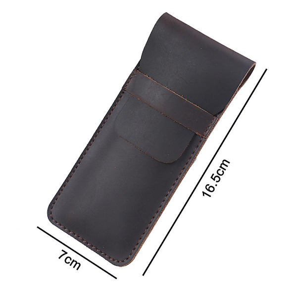 Ekte lær pennveskeholder for fountain pen, multipenner, beskyttende etui, retro klaffdeksel, flere pennsett, brun Brown