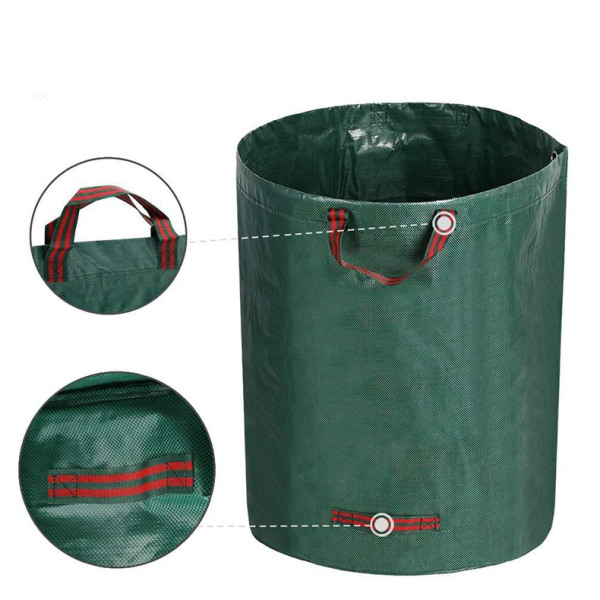 2-pakning 72 gallons plen hageposer Gjenbrukbar hageavfallspose med hagehansker -Søppelbeholdere,planteutklippspose med håndtak